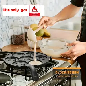 Mini Pancake Aluminum Pot, Mini Pancake Maker with 7 Molds, Kitchen Utensils, Restaurant Supplies, Includes 3 Random Color Dishcloths