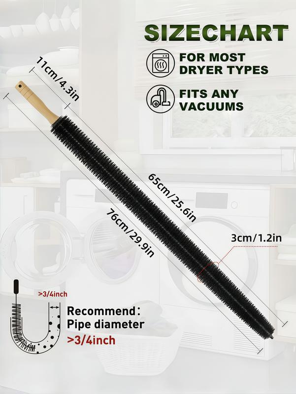LMMAKE Dryer Vent Cleaner Brush 29.9 Inch Long Flexible with 25.6 Inch Dense Nylon Bristles for Efficient Dust Removal Smooth Airflow in Dryers Refrigerators Air Conditioners Household Cleaning Tool