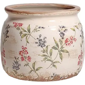 Flower Pots, Vintage Ceramic Planters for Indoor Plants, 6.29'' Plant Pots with Drainage, French Country Lavender Vase & Planters, Antique Home Room Decor, Gardening & Housewarming Gifts