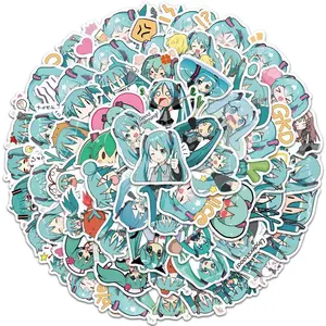 65-Piece Hatsune Miku Anime Sticker Sheets, Kawaii Q-Version PVC Figure-Themed Durable Adhesive Stickers, DIY Decorative Gifting Decals for Scrapbooking & DIY Projects