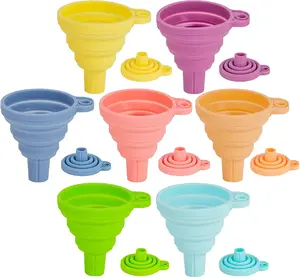Kitchen Funnel Set 7 Pack, Collapsible Silicone Funnel for Filling Bottles, Beverage, Lab, Oil, Paint - Kitchen Gadgets Accessories Multicolor Ecurfutek
