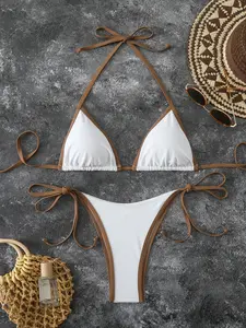 New Bikini Set for Women, Sexy Halter Neck Design, 2 Piece Vacation Swimwear Set, Stylish Swimsuit for Summer Beach