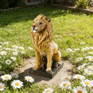 15in Huge Lion Statue, Sitting On The Stone Lion Sculpture Ornament - Suitable for Villa Garden Entrance Guardian, Housewarming Holiday Gift, Beautiful Lion Decorative Ornaments, Festival Gift, Birthday Gift