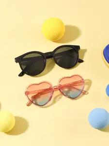 Sweet Heart Round Frame Cute Casual Trendy Glasses for Kids 4-8 Years, Lightweight Durable, Perfect for Daily and Holiday Parties