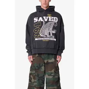 mnml Saved Printed Hoodie - Washed Black