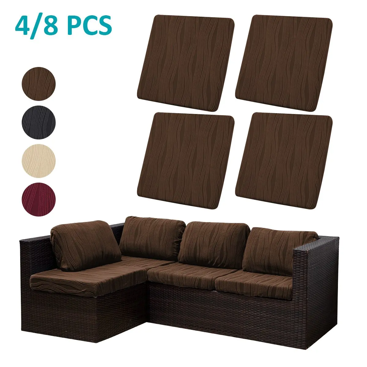 4-Piece Set/large Size Sofa Cushion Covers, Durable Elastic Design, All-Season Protection, Modern Style Living Room Use, Washable Sofa Furniture Slipcovers, Slipcovers For Couches And Sofas