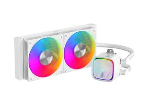 SAMA L50 240mm Liquid CPU Cooler AIO Cooler with ARGB Infinity Mirror Effect - 2x120mm ARGB Light Sync with Motherboard PWM 28mm Fans Low-Noise for AMD AM4/AM5, Intel LGA 1700/1150/1151/1200/1851 - Thermal Grease - White