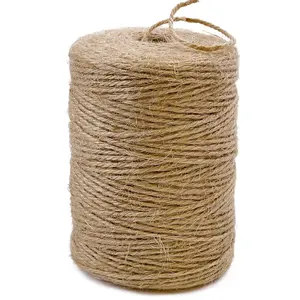 Natural jute rope, 600 feet long, suitable for crafts, gift wrapping, gardening, crocheting, weaving, and tassel decoration (brown, 2mm x 600 feet).