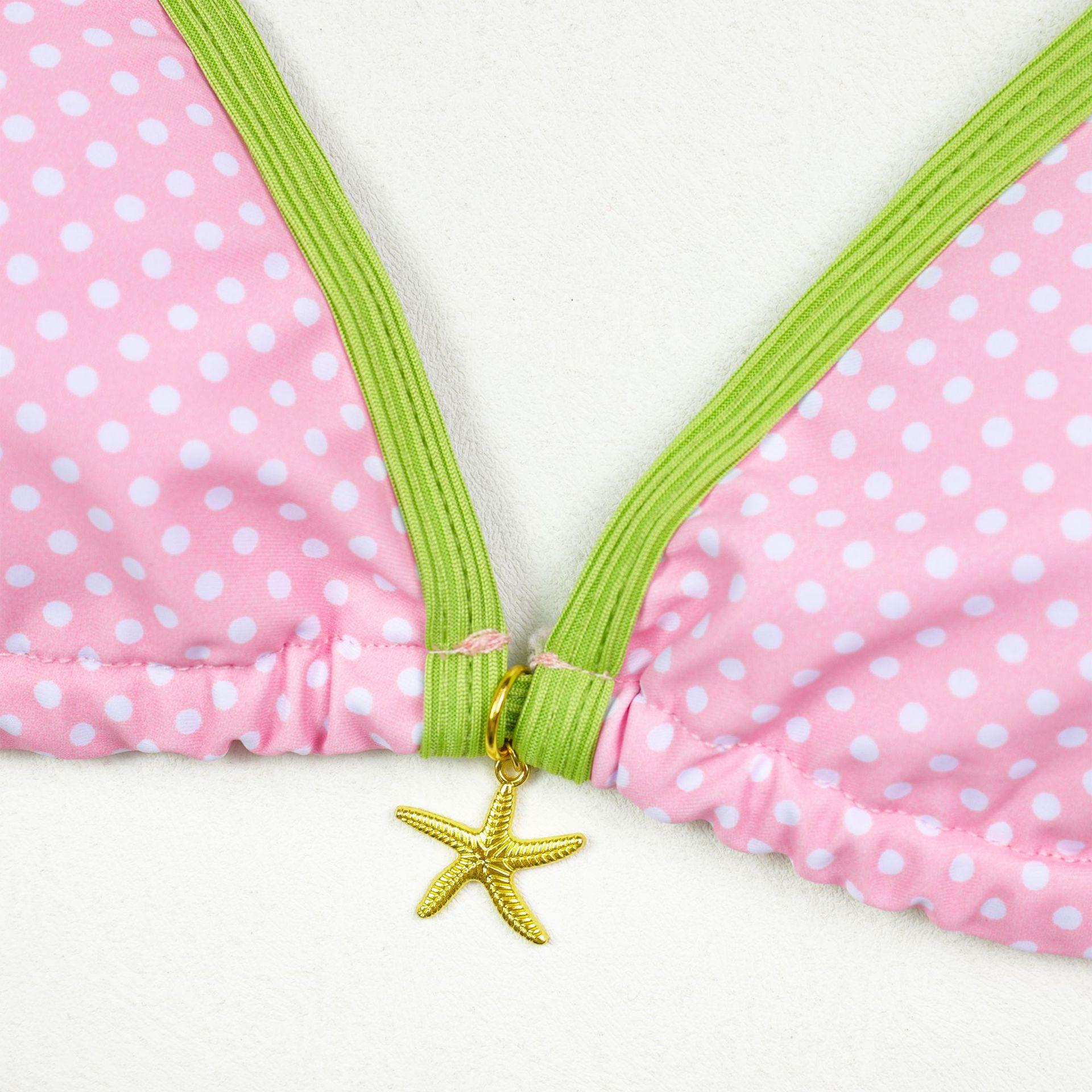 Print Separated Metal Swimwear Triangle Cup Bikini Swimsuit for Women