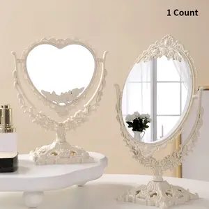 Vintage-Style Oval Desktop Makeup Mirror, 1 Count Rotatable Standing Home Decor Mirror for Bedroom, Living Room, Vanity & Dressing Table Decor