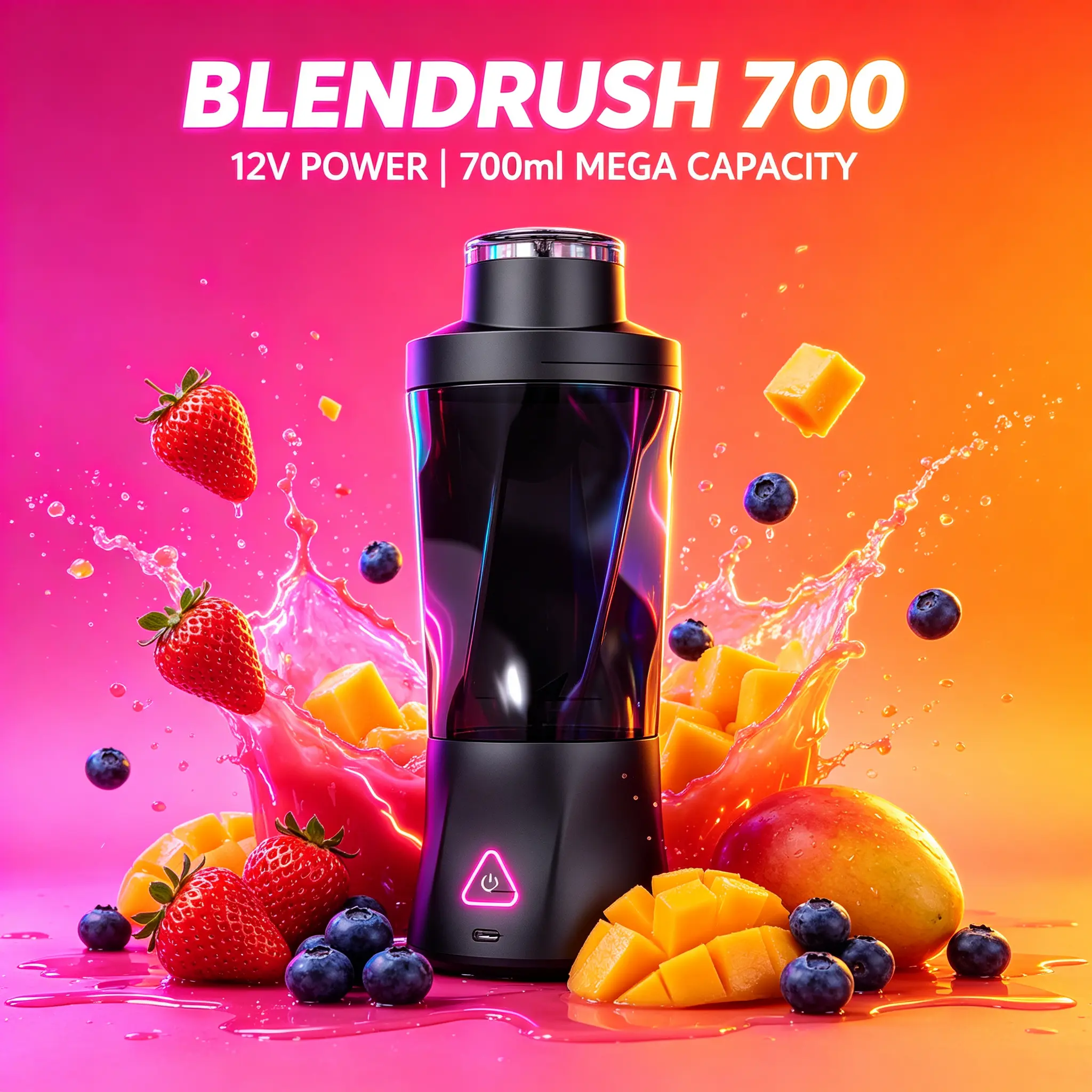 700ml Portable Blender for Smoothies, Rechargeable Personal Blender with 6000mAh Battery, Type-C Travel Blender for Juice, Shakes & Drinks