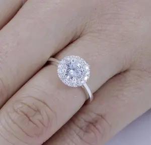 .925 Sterling Silver Round Halo Cz Wedding Band Engagement Ring Size 3-15 SE2838