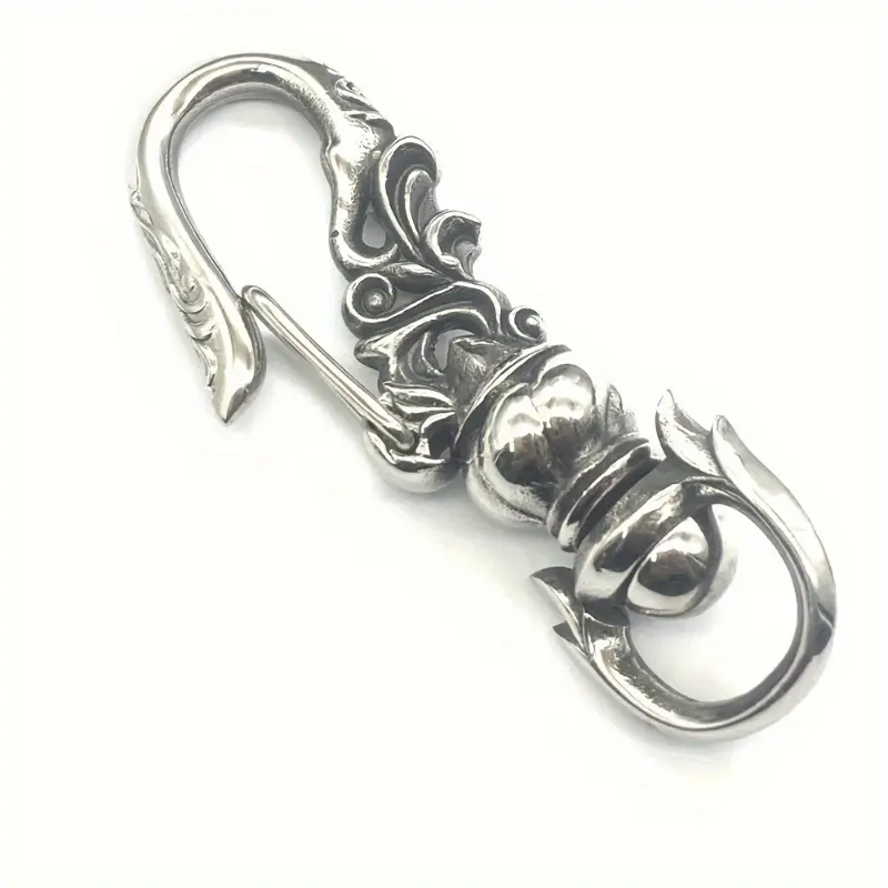 Street Style Stainless Steel Keychain with Flexible Yellow Elastic Buckle, Silver Rust Resistant EDC Gear Accessory for Gifting, Durable, Everyday, Anti-Rust Coated Keychains, Unique Accessories Lovers, Key Holders, One Size