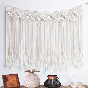 Macrame Wall Hanging, Hanging Wall Tapestry Large Bohemian Wall Decoration Macrame Curtain fringe Backdrop Wall Decor for Wedding Living Room Bedroom Gallery, 38"x 33"
