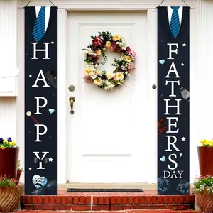 Fathers Day Decorations Front Door Banner, Happy Father's Day Banner Front Porch Sign, Black  Door Banner for Fathers Day, Father's Day Decorations Party Supplies
