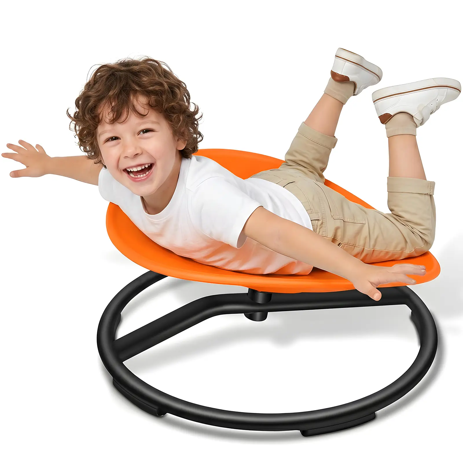 Spinning Chair for Autistic Kids - Sensory Swivel Seat with 220 lbs Weight Capacity & Non-Slip Base, Improves Balance & Coordination, Sit and Spin Sensory Toy for ADHD/Autism, Ages 3+ (Orange)