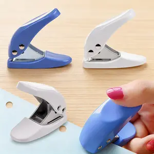KUAOOAUK Mini Single-Hole Puncher Set 4-Piece Punches 10 Sheets at a Time Compact Design for Scrapbooking Crafts Stationery Gift Bag Punching Blue and White Random Color