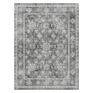 【Spotlight Day】VEVOR Area Rug, 8 x 10 ft Large Washable Rug, Non-Slip and Tear-Resistant Soft Carpet, Pet & Child Friendly Vintage Area Rugs, Indoor Mat for Bedroom, Living Room, Kids Room, Entryway, Office, Gray
