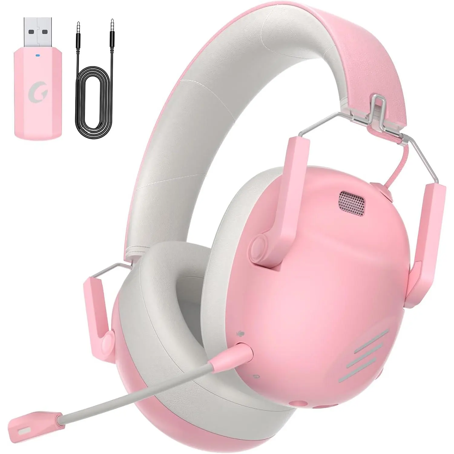 Wireless  for PS5, PS4, PC, NES,  5.3 Gaming Headsets Wireless with Noise Canceling Microphone, Gamer Headphones for  , 50H  - Pink