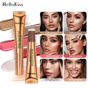 3-in-1 Cream Contour Blush Highlighter Combo Stick - Creamy Radiant Multi-Finish Cheek Stick Blush, 01# Light Contour Shimmer, Smooth Blendable Makeup for Beginners, Combo Stick Blush