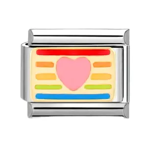 Rainbow Heart Italian Charm Bracelet Link Pride