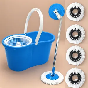 Self-Wringing Spin Mop with Bucket - 360° Spinning Microfiber Mop, Wet & Dry Cleaning System for Hardwood, Tile Floors