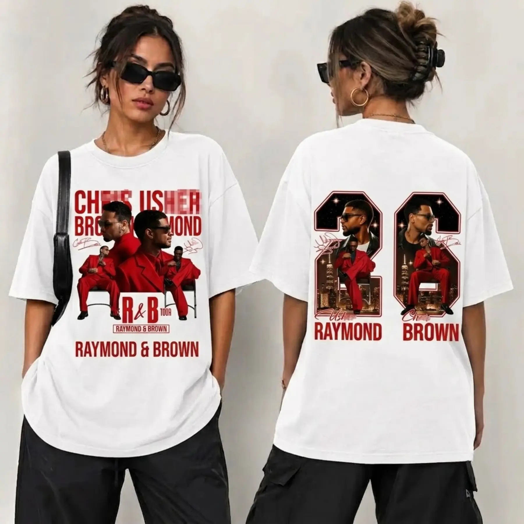 [FREE SHIP] Comfort Colors Brown Raymond T-Shirt, Raymond and Brown RAndB Tour Tee, Live Nation Concert Dates Tracklist Top, Breezy Singer Graphic, Vintage Bootleg Hip Hop Style, Retro White Heavyweight