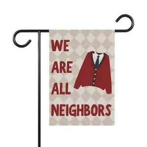 We Are All Neighbors Garden Flag, Inclusivity Outdoor Banner, Kindness Welcome Yard Sign, Diversity Love Thy Neighbor Porch Decor, Retro House Garden Decoration