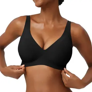 Jelly Bras Womens Comfortable Wireless  Bralettes Tshirts Bras Deep V Everyday Bras plus size bra Plunge Bralette Comfortable support