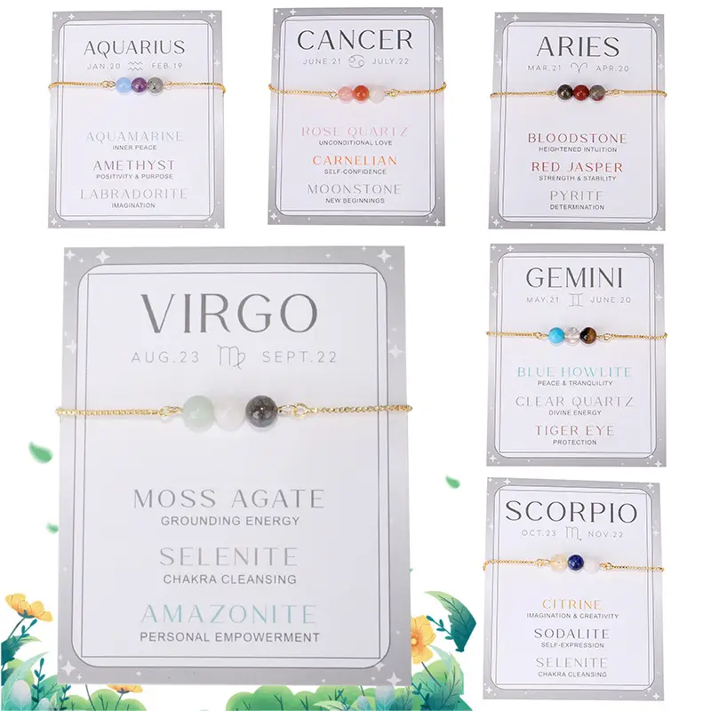 Zodiac Bracelets for Women 12 Constellations Crystal Stone Beads Bracelet Birthday Zodiac Gifts Horoscope Spiritual Bracelet