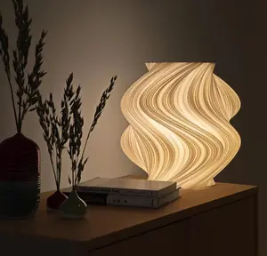Fractal Wave Lamp - Organic 3D Printed Table Lamp with White Recycled Plastic, Modern Eco-Friendly Home Decor, Night Light