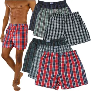 ToBeInStyle Men's Multi-Pack Of Relaxed Fit Tartan Plaid Classic Boxer Shorts Underwear