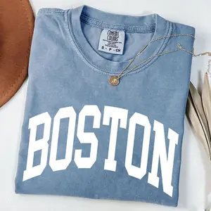 Comfort Colors Boston Shirt Faded Vintage Aesthetic Boston Massachusetts Crewneck Varsity Style Cozy Trendy Boston gift, Comfort Colors Shirt