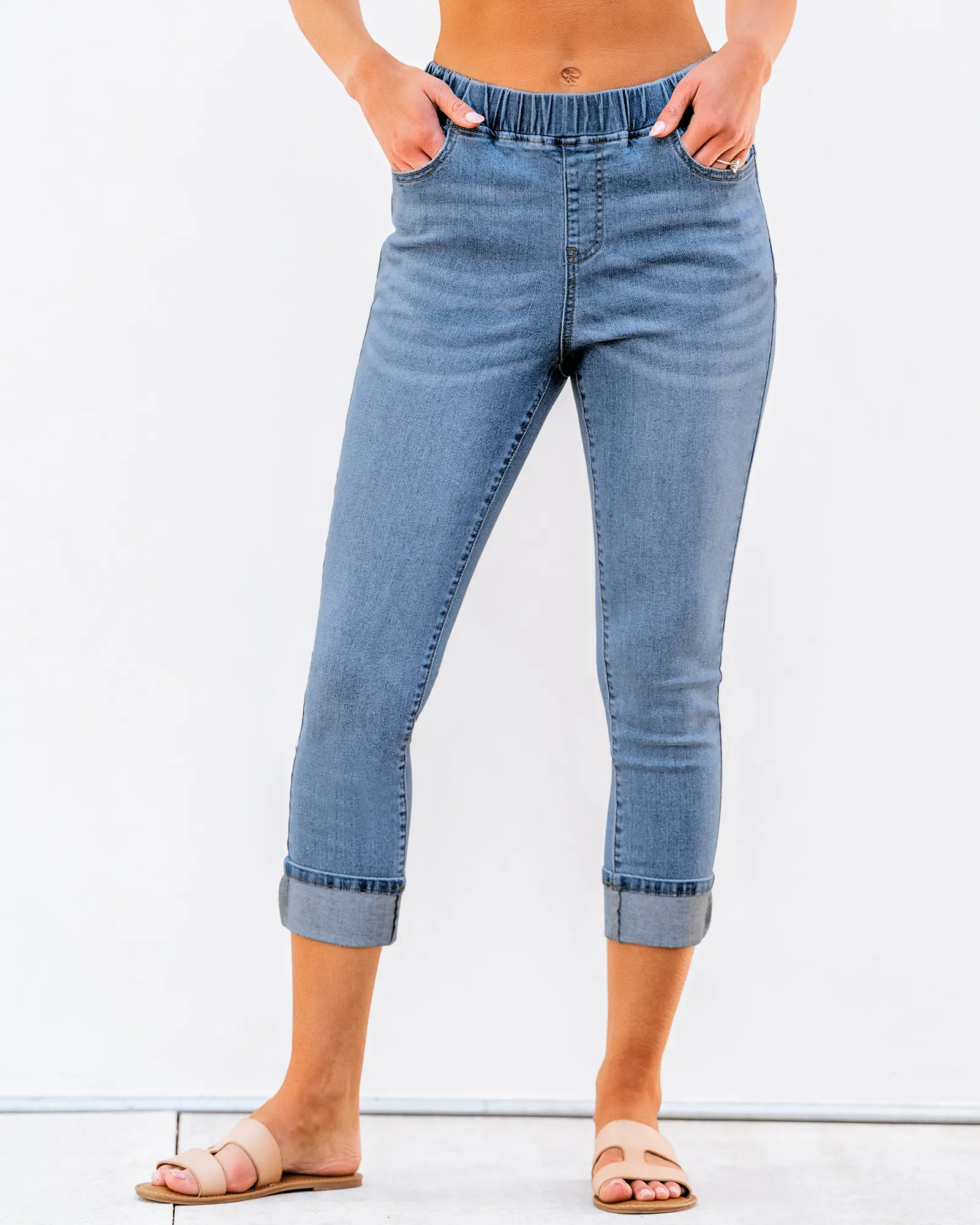 GRAPENT Women's High-Waisted Pull-On Slim Fit Jeans - Fitted Stretch Denim All-Season Capri Pants, Women's Clothes,summerwins,summeroutfits,vacationoutfits,beachoutfits