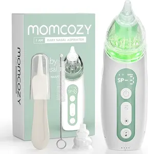 Momcozy Baby Nasal Aspirator, 3 Suction Levels Electric Nasal Aspirator for Baby, Newborn and Toddler, Portable Baby Nose Aspirator with Light Soothing and Music