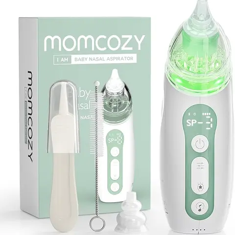 Momcozy Baby Nasal Aspirator, 3 Suction Levels Electric Nasal Aspirator for Baby, Portable Baby Nose Aspirator with Light Soothing and Music