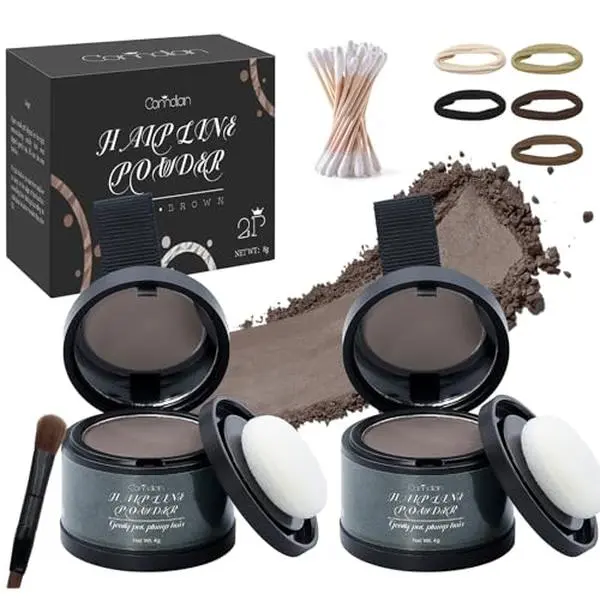 2 Pack Hairline Powder for Women and Men, Used to Root Touch Up Hair Color, Thinning and Gray Hair Coverage and Bald Spots Coverage, Dark Brown