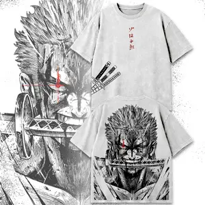 One Piece Roronoa Zoro Anime Graphic Washed T-Shirt – Pirate Hunter Zoro Samurai 3 Swords Streetwear Tee, Japanese Manga Aesthetic Shirt, One Piece Live Action Inspired Vintage Anime Oversized Unisex Tee for Anime Fans, Otaku Merch Gift