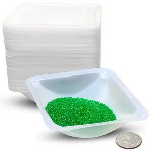 Medium (100ml, 125 Pack) Disposable Plastic Trays for Scale, Anti-Static Square Weighing Dishes, Polystyrene Lab Dish for Powder Weight, Mixing Epoxy, Food Sample Container, Pour Boat