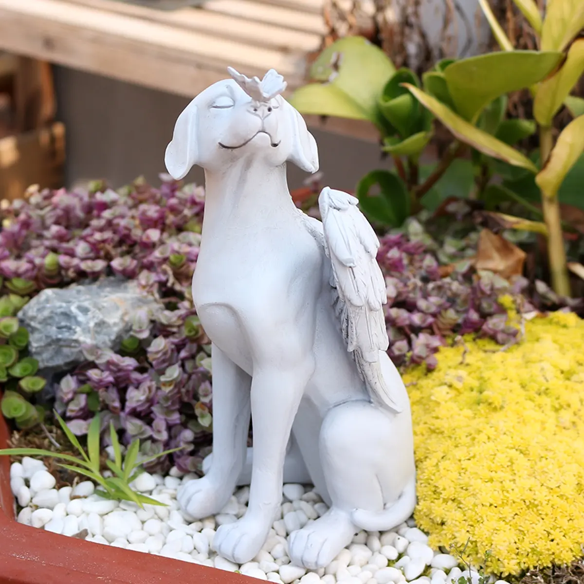Resin Angel Dog Statue, Decorative Pet Memorial Stone, Outdoor Garden Tabletop Decoration, Lawn Decor, Pet Memorial Marker Gift for Dog Lovers