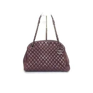 Pre-owned CHANEL leather Shoulder Bags Dark Purple Bowling Bag