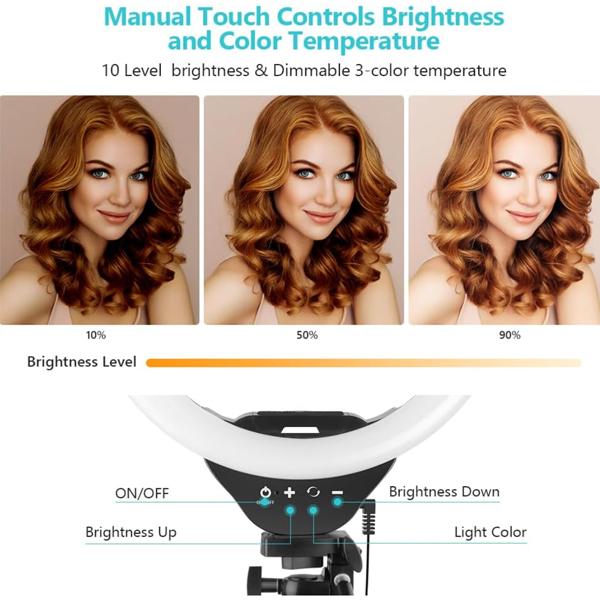 10" Selfie Ring Light with 63'' Tripod Stand,  Phone Holder, Dimmable/Speed LED Ring Light for iPhone & Android tripod ring light Smartphone Cellphone