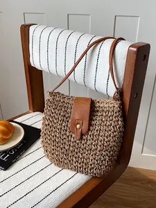New Paper Rope Woven Small Bag, Forest Style Water Bucket Bag, Unique Versatile Shoulder Straw Bag, Casual Beach Bag for Women, Summer Bags, Beach Ready