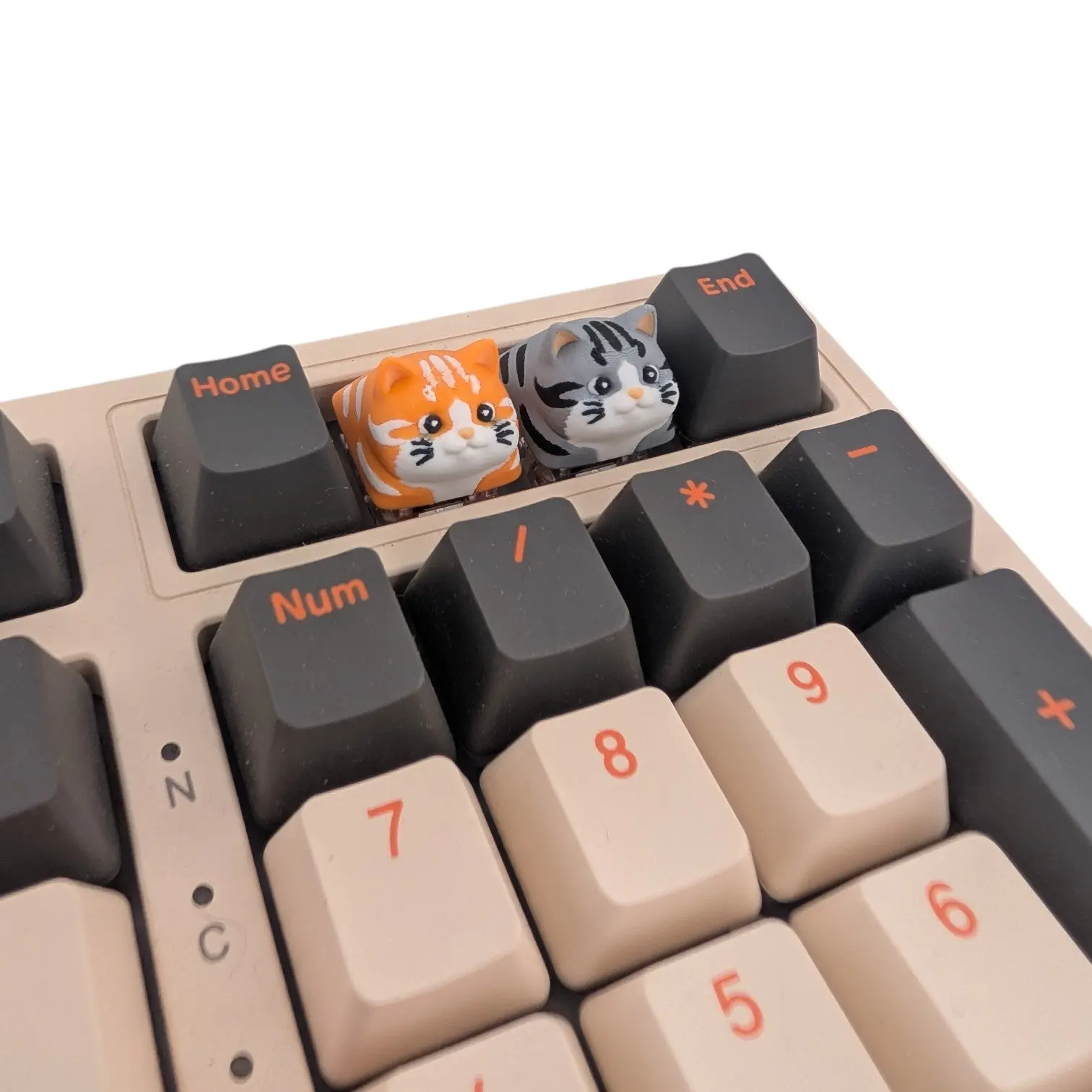3D-Printed Orange Gray Tabby Cat Keycap, Cherry MX Keyboard Accessory with Plus-Stem Mount, Works on Fidget Keyboards, Standard Mounting Stem Compatible, Fidget-Ready