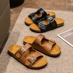 woman Sandals, Arch Support Slides with Adjustable Buckle Straps and Cork Footbed Footwear Walking Shoes Girl Summer Casual Nail Bridal Weight