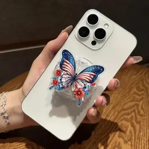 Patriotic Butterfly MagSafe Phone Grip – Magnetic Pop Socket & Kickstand – 4th of July Gift
