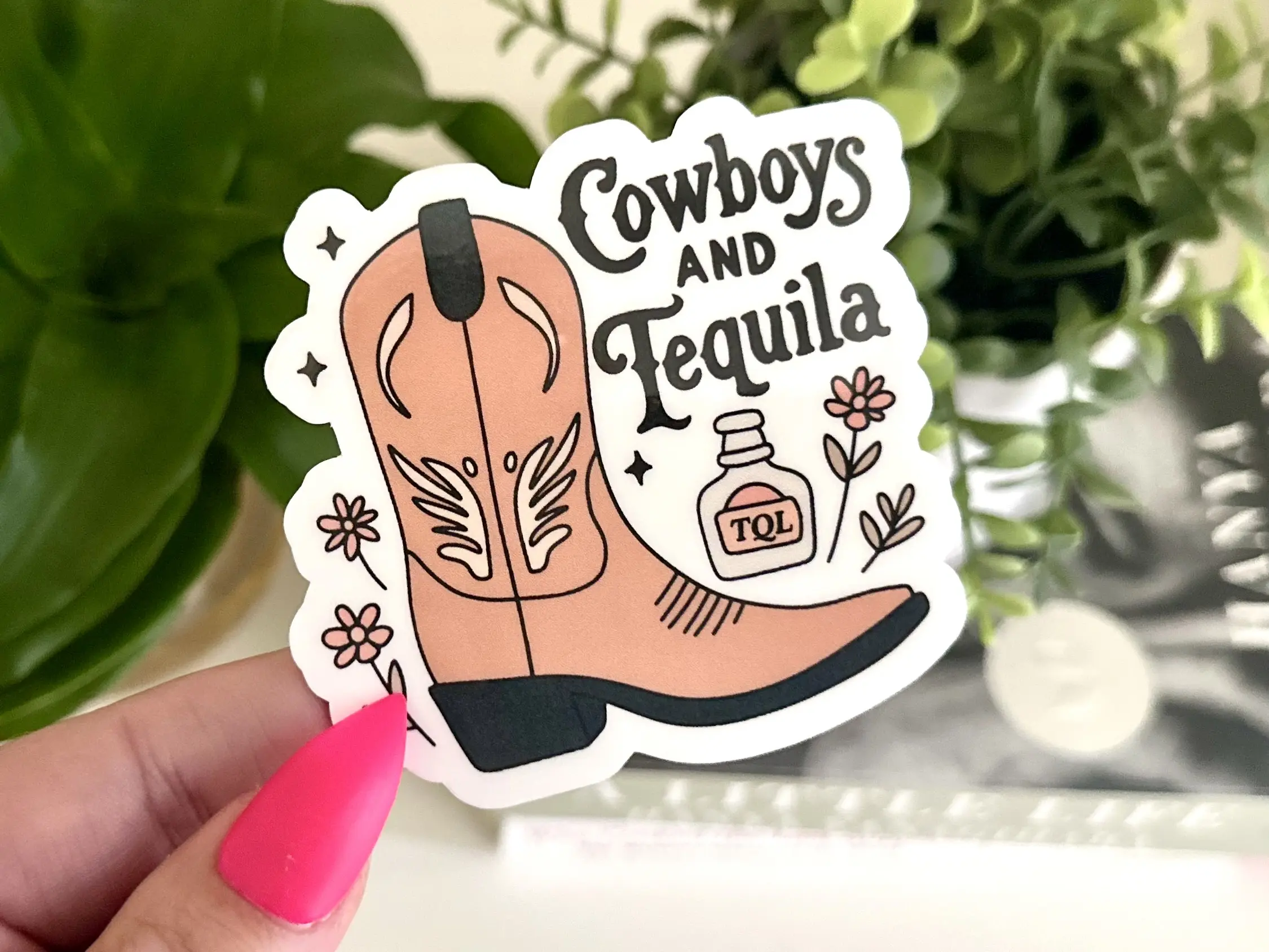 Cowboys and Tequila Waterproof Sticker - 3in Sticker for Water Bottles, Mugs, Laptops & More - High Quality, Handwash Only