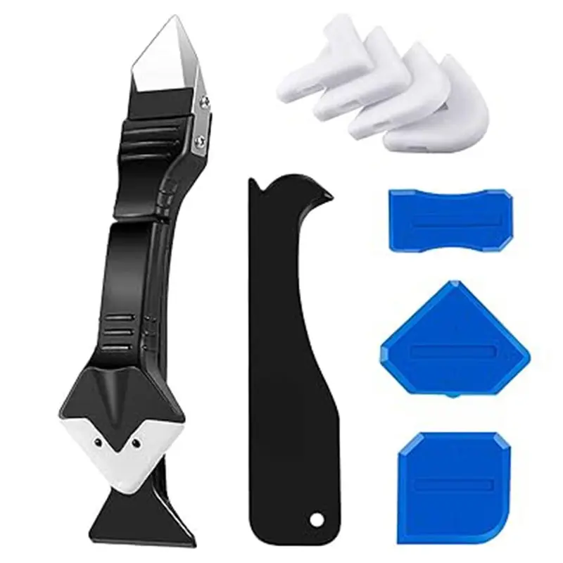 Silicone Gap Filler Tool Kit, 3-In-1 Sealant Remover and Grout Removal Tools, Includes 4 Glass Glue Removal Tools, Essential DIY Supplies, Hand Tools, Tool Kit Set, Tool Kit for Home