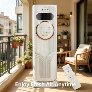 Bladeless Tower Fan Space Heater with Remote Control 3 Fan Speeds2 Heat LevelsIce Water Cooling FunctionHigh EfficiencyQuiet OperationSafe No-Blade DesignSpaceSaving Slim Shape Ideal for BedroomLiving RoomOfficeDorm AllSeason Home Comfort Solution