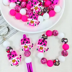 Tiger-Themed 3D Silicone Beads Set 50pcs for Jewelry Earrings Necklaces Bag Chains Beaded Pens Phone Chains Makeup Brushes Keychains DIY Kits Christmas